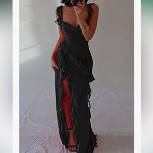 High Slit Ruffle Cocktail Dress